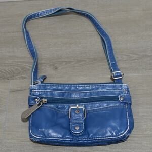 Joe Boxer Blue Crossbody Faux Leather 4 Compartment Purse Shoulder Bag